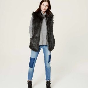 Ann Taylor Loft Dark blue Faux Fur Vest Sizs XSP/SP